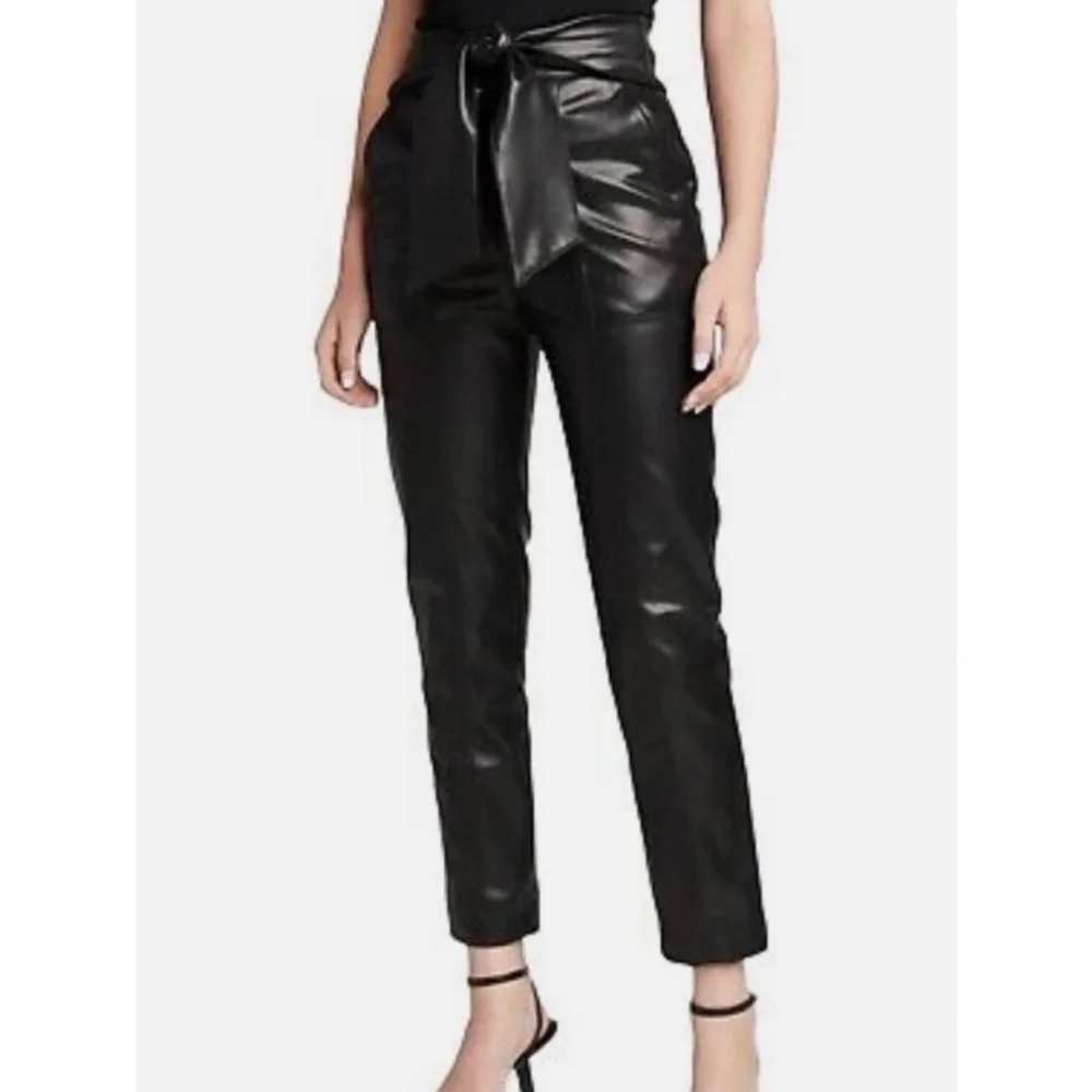 Young Fabulous & Broke Faux Leather Tie Waist Ankle Pants Women S Black Tapered
